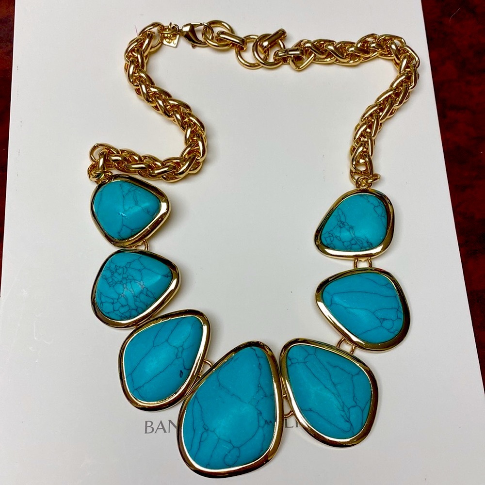 Banana Republic Luxe Turquoise Beach Statement Necklace NeverUsed - Picture 4 of 8